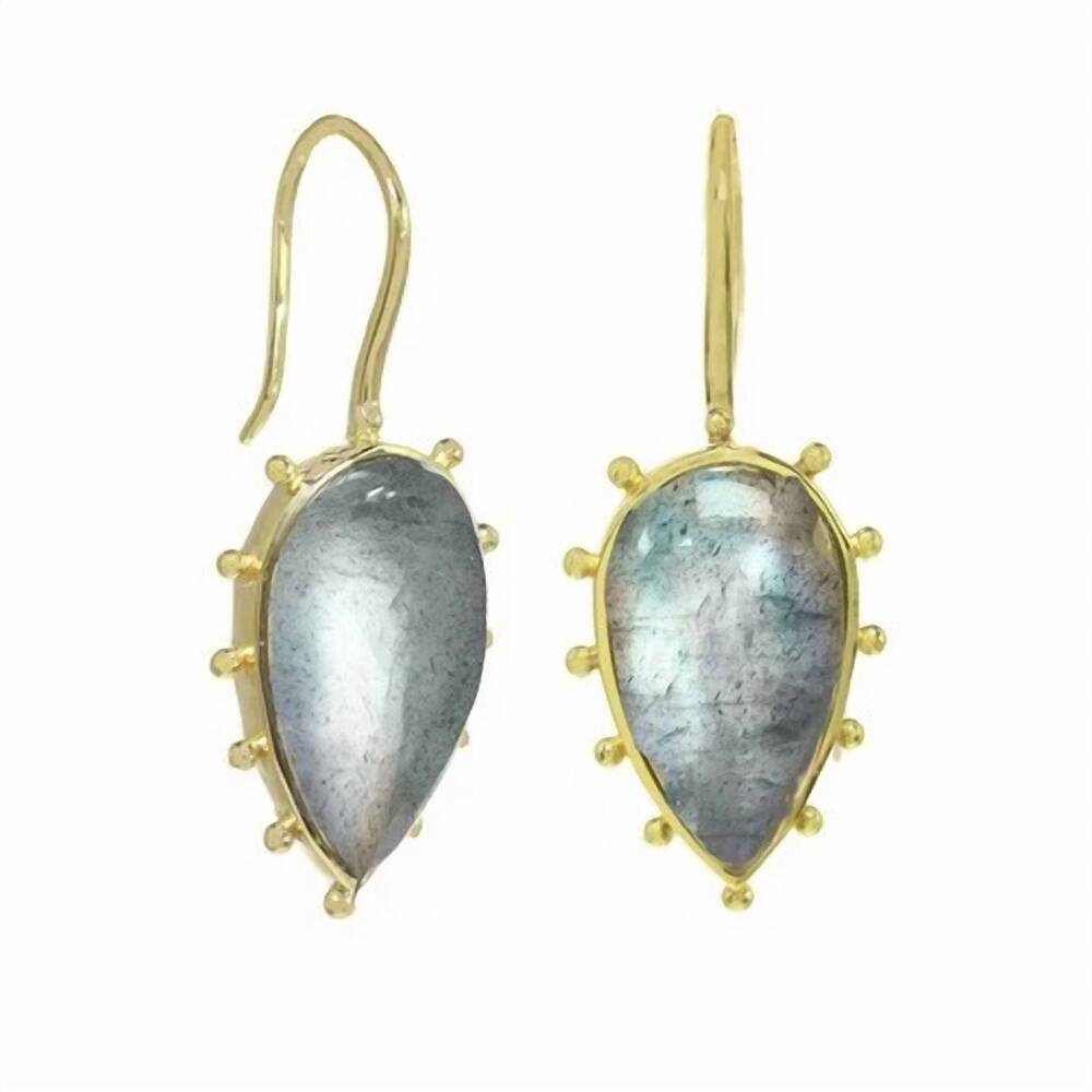 NEW RACHEL REINHARDT women's labradorite bezel earrings in blue